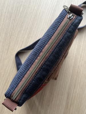 Preview: "Flickenwerk II mit Tasche" - GRAU - BRAUN - TERRACOTTA