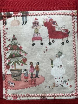 Preview: "Flickenwerk I/5" (rot) - WEIHNACHTSSPIELZEUGLADEN - Designerstoff von Acufactum