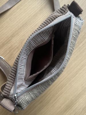 "Flickenwerk II/5" (beige-braun) - SCHAFE - Handgewebte Schafwolle