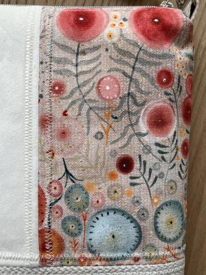 Preview: "Flickenwerk II/4" (beige-creme-rot) - BLUMEN