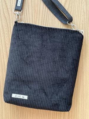 Preview: "Flickenwerk II/4 quer" (schwarz-creme) - BLUMEN