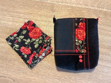 Dein eigener Stoff wird in eine Tasche eingearbeitet.
