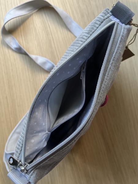Flickenwerk II mit Tasche quer - HELLGRAU - PINK