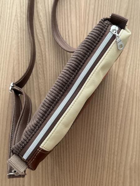 "Flickenwerk II quer" - Leder - BRAUN-SCHWARZ-CREME-ROT