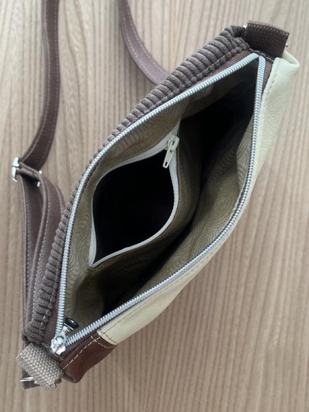 "Flickenwerk II quer" - Leder - BRAUN-SCHWARZ-CREME-ROT