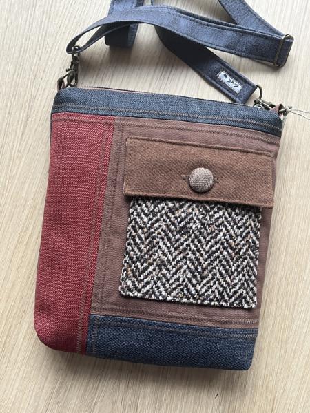 "Flickenwerk II mit Tasche" - GRAU - BRAUN - TERRACOTTA